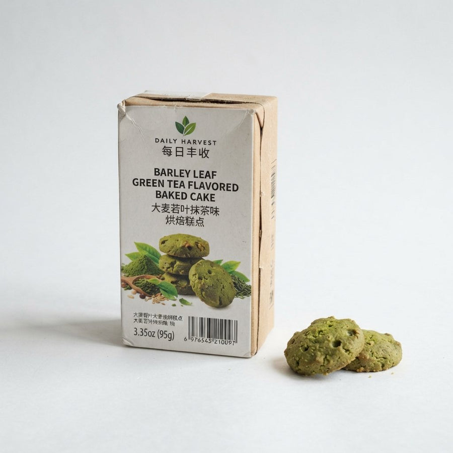 Barley Leaf Green Tea Flavored  Baked Cake 3.35oz — front of pack at Exotic Snaxx Chicago