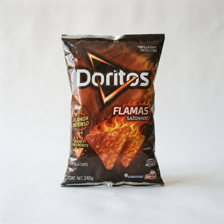 Doritos Flamas Sazonado Tortilla Chips — front of pack at Exotic Snaxx Chicago
