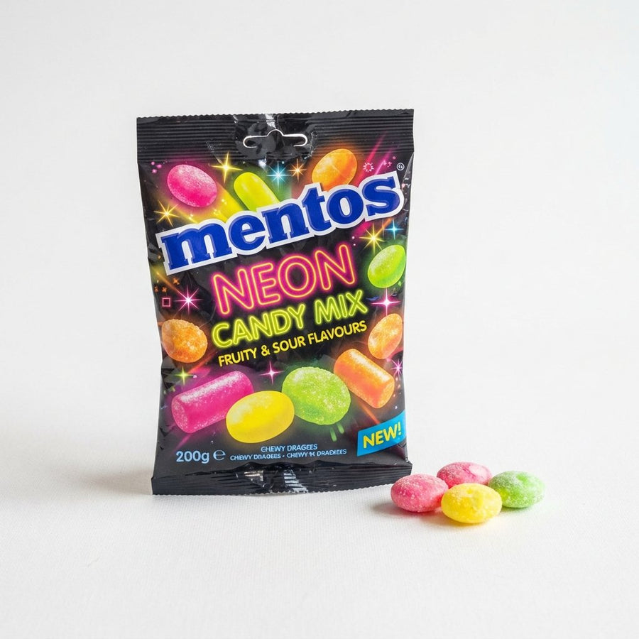 Mentos Neon Candy Mix — front of pack at Exotic Snaxx Chicago