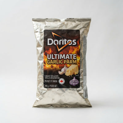 Doritos Ultimate Garlic Parm (Canada) — mild heat tier snack at Exotic Snaxx Chicago