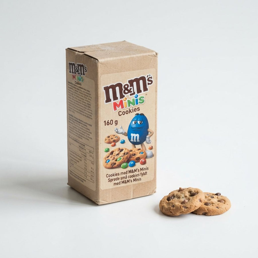 M&M Minis Cookies (Denmark) — front of pack at Exotic Snaxx Chicago