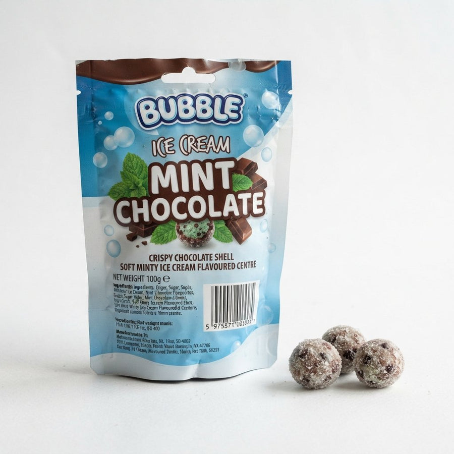Bubble Ice Cream Mint Chocolate — front of pack at Exotic Snaxx Chicago