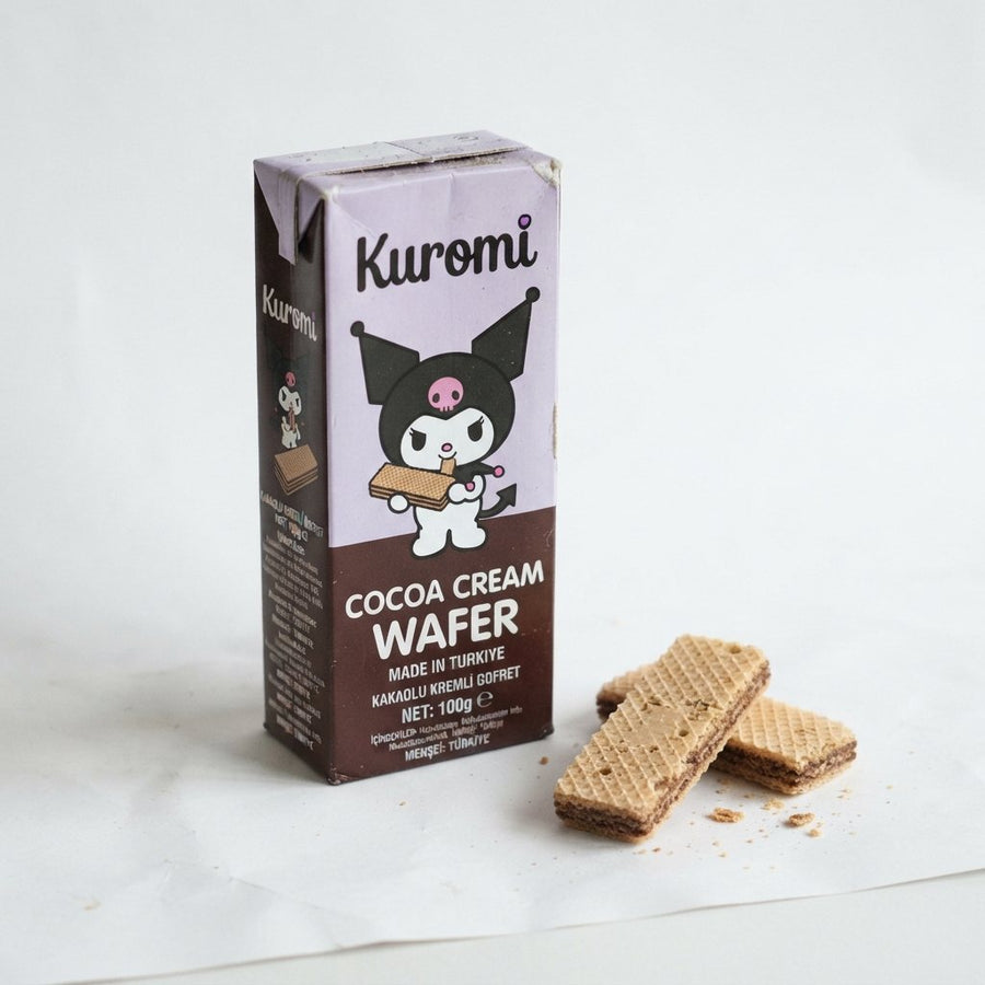 Kuromi Cocoa Cream Wafer Made in Turkiye — front of pack at Exotic Snaxx Chicago