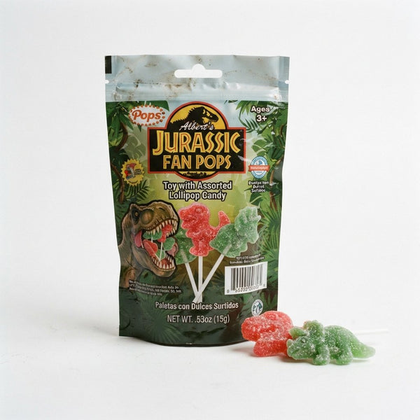 Pops Albert's Jurassic Fan Pops Toy with Assorted Lollipop Candy | .53oz