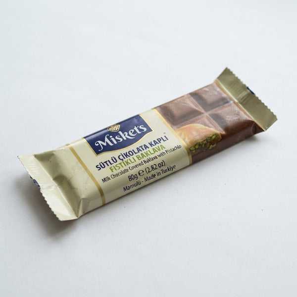 Miskets Milk Chocolate Covered Baklava with Pistachio 80g (2.82 oz) Turkiye