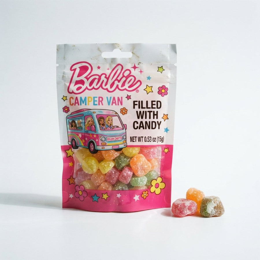 Barbie Camper Van Filled with Candy 0.53 oz — front of pack at Exotic Snaxx Chicago