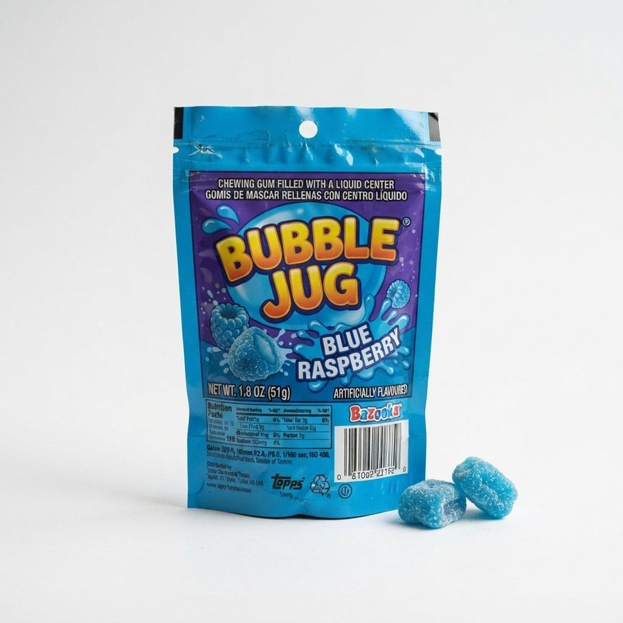 Bubble Jug Blue Raspberry — front of pack at Exotic Snaxx Chicago