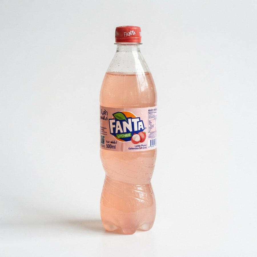 Fanta Lychee Soda — front of pack at Exotic Snaxx Chicago