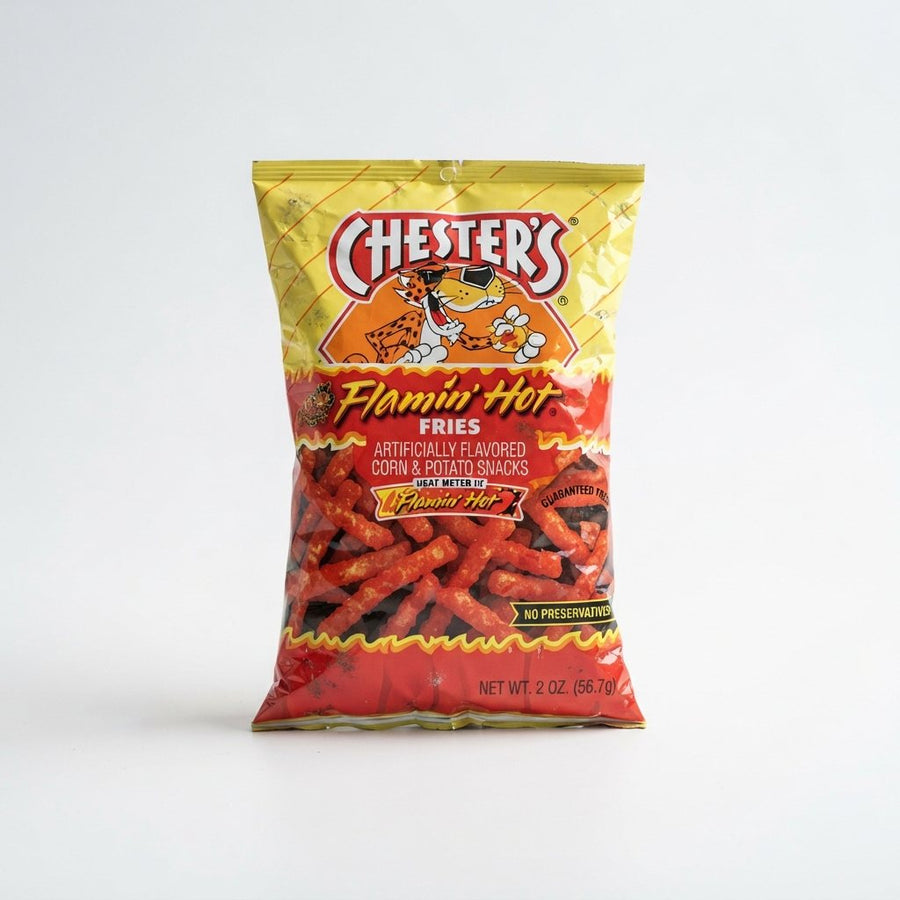 Chester's Flamin' Hot Fries — front of pack at Exotic Snaxx Chicago