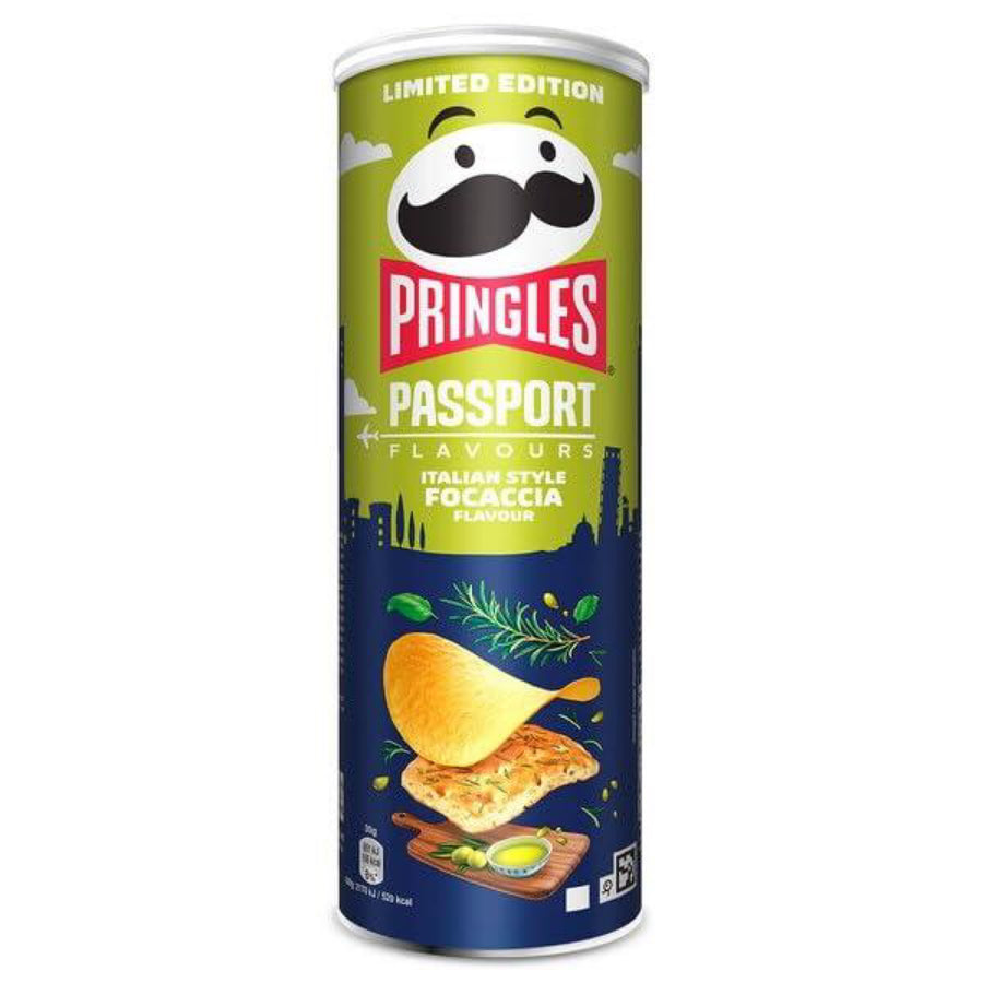 Pringles Passport Italian Focaccia — front of pack at Exotic Snaxx Chicago