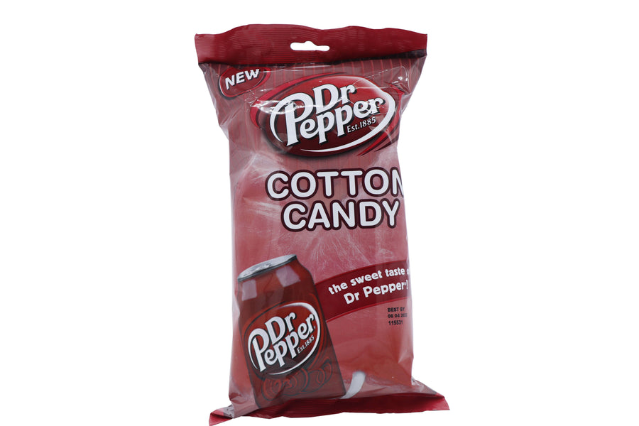 Dr. Pepper Cotton Candy, 3.1oz Bag, — front of pack at Exotic Snaxx Chicago