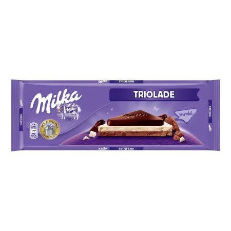 Milka Triolade 300g (Milk/White/Dark Chocolate Combo ( Austria) — front of pack at Exotic Snaxx Chicago