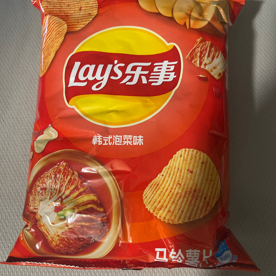 Lay’s Korean Kimchi Flavor (China) — front of pack at Exotic Snaxx Chicago