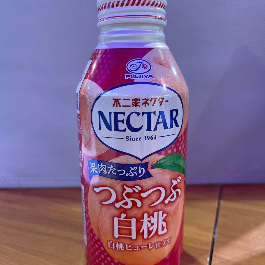 Fujiya Nectar White Peach Drink – 13.5 fl oz (400 mL) (Product of Japan) — front of pack at Exotic Snaxx Chicago