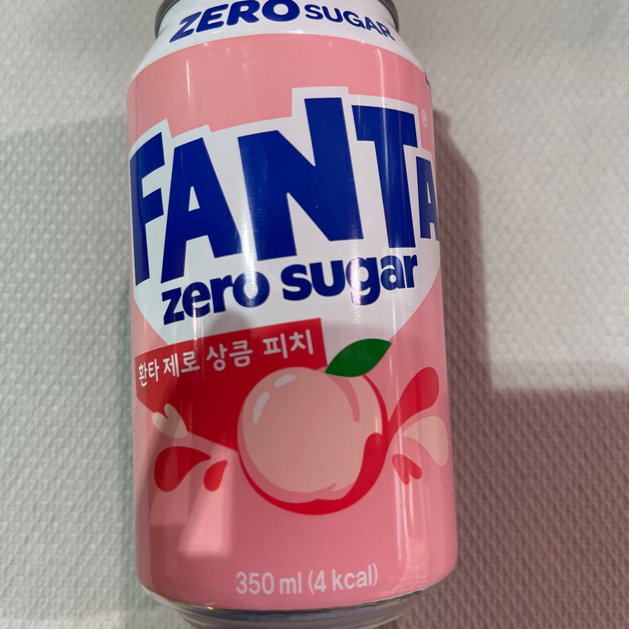 Fanta Zero Sugar Peach (South Korea) — front of pack at Exotic Snaxx Chicago