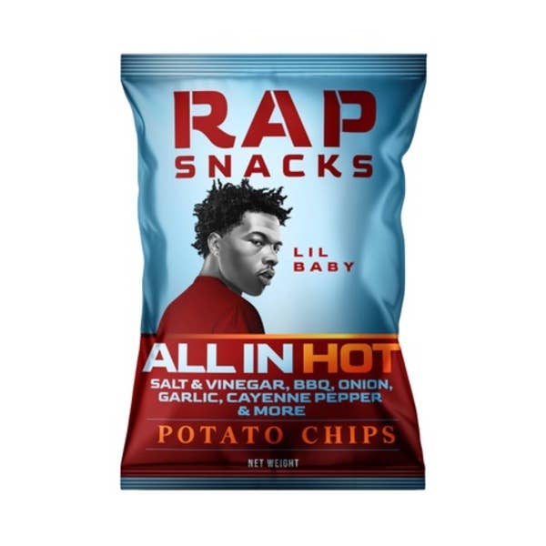 Rap Snacks Lil Baby All in HOT Potato Chips (2.5oz) — front of pack at Exotic Snaxx Chicago