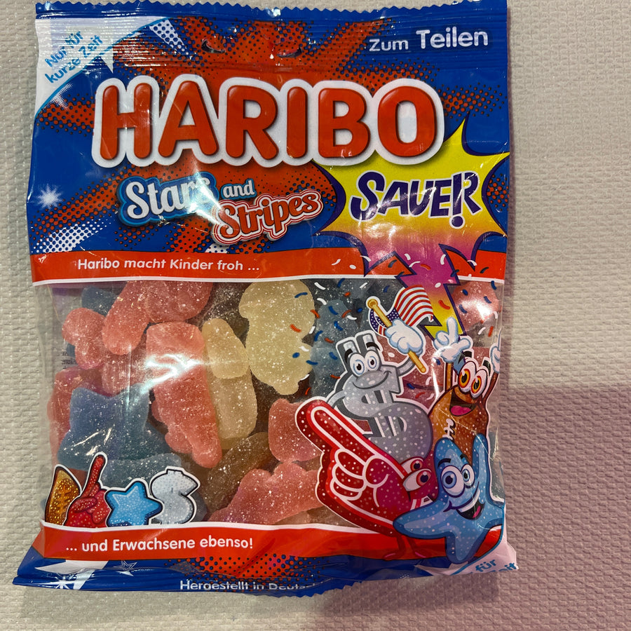 Haribo Star and Stripes (Germany) — front of pack at Exotic Snaxx Chicago