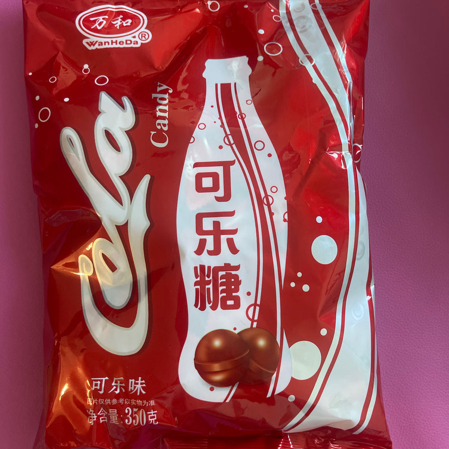 WanHeDa Cola Candy( China) — front of pack at Exotic Snaxx Chicago