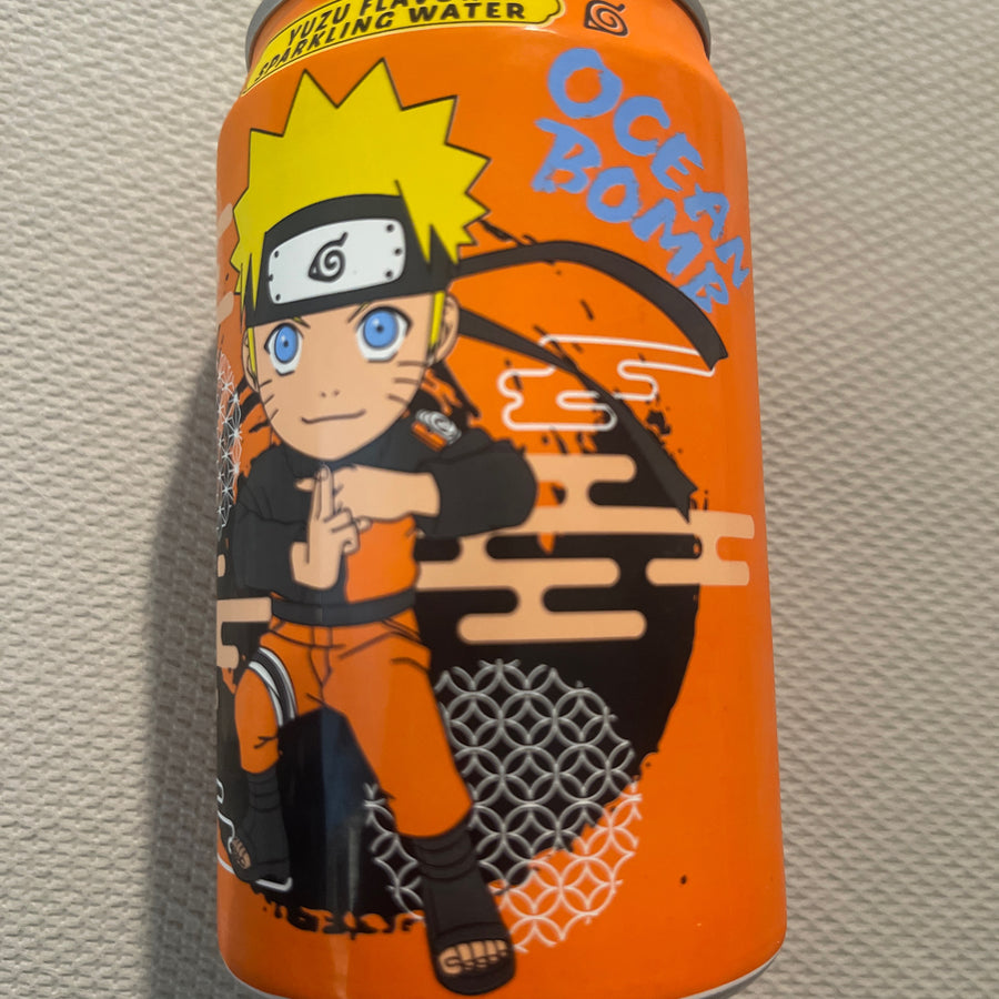 Ocean Bomb Naruto Shippuden Yuzu Flavor Sparkling Water (Taiwan) — front of pack at Exotic Snaxx Chicago