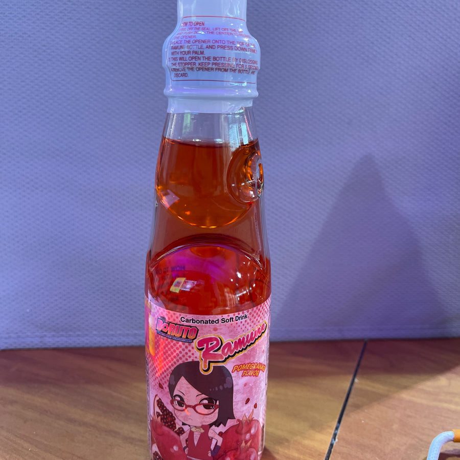 Boruto Ramune Soda – Pomegranate 200 mL (Product of Japan) — front of pack at Exotic Snaxx Chicago