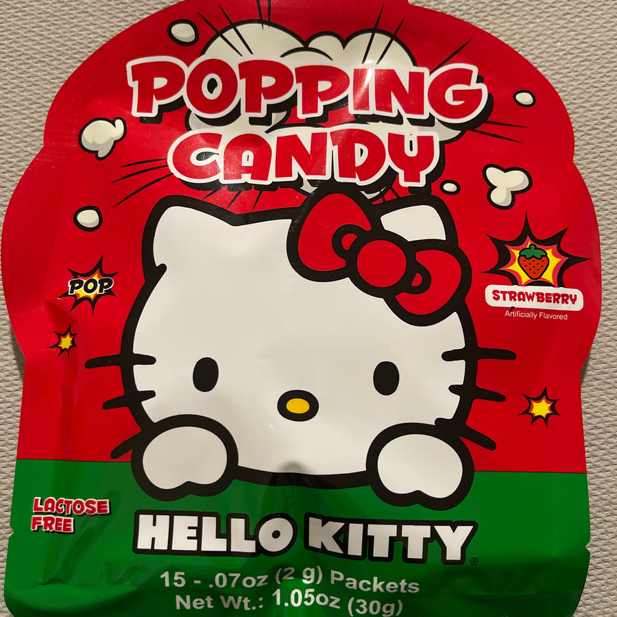 Hello Kitty Popping Candy – Strawberry Flavor — front of pack at Exotic Snaxx Chicago