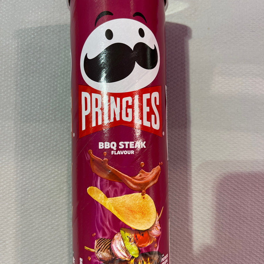 Pringles BBQ Steak — front of pack at Exotic Snaxx Chicago