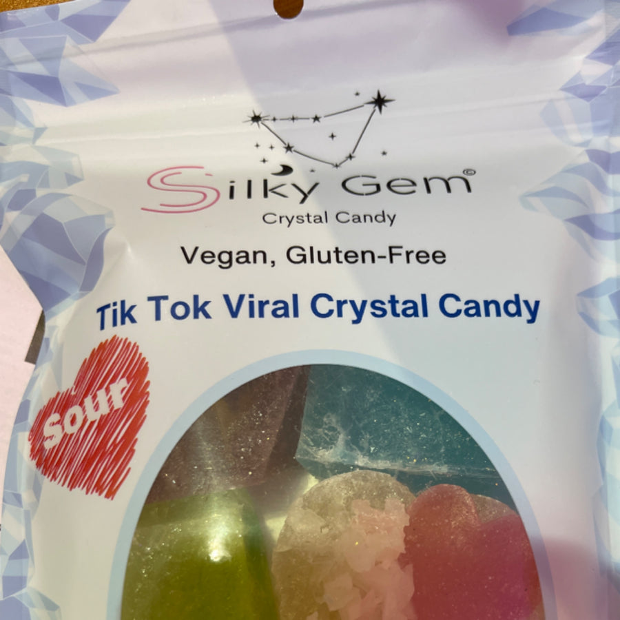 Silky Gem Sour TikTok Viral Crystal Candy — front of pack at Exotic Snaxx Chicago