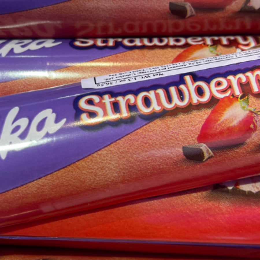 Milka Strawberry Erdbeer (Germany ) — front of pack at Exotic Snaxx Chicago