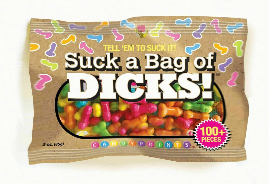 Suck a Bag of Dicks 100 Piece Bag — front of pack at Exotic Snaxx Chicago