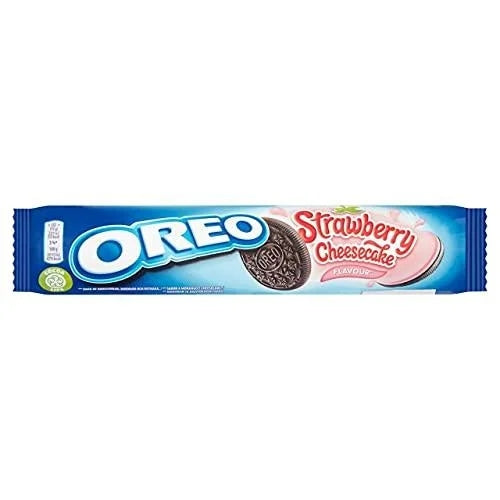 Oreo Sandwich Cookies Strawberry Cheescake Kosher Product Of Czech Republic — front of pack at Exotic Snaxx Chicago