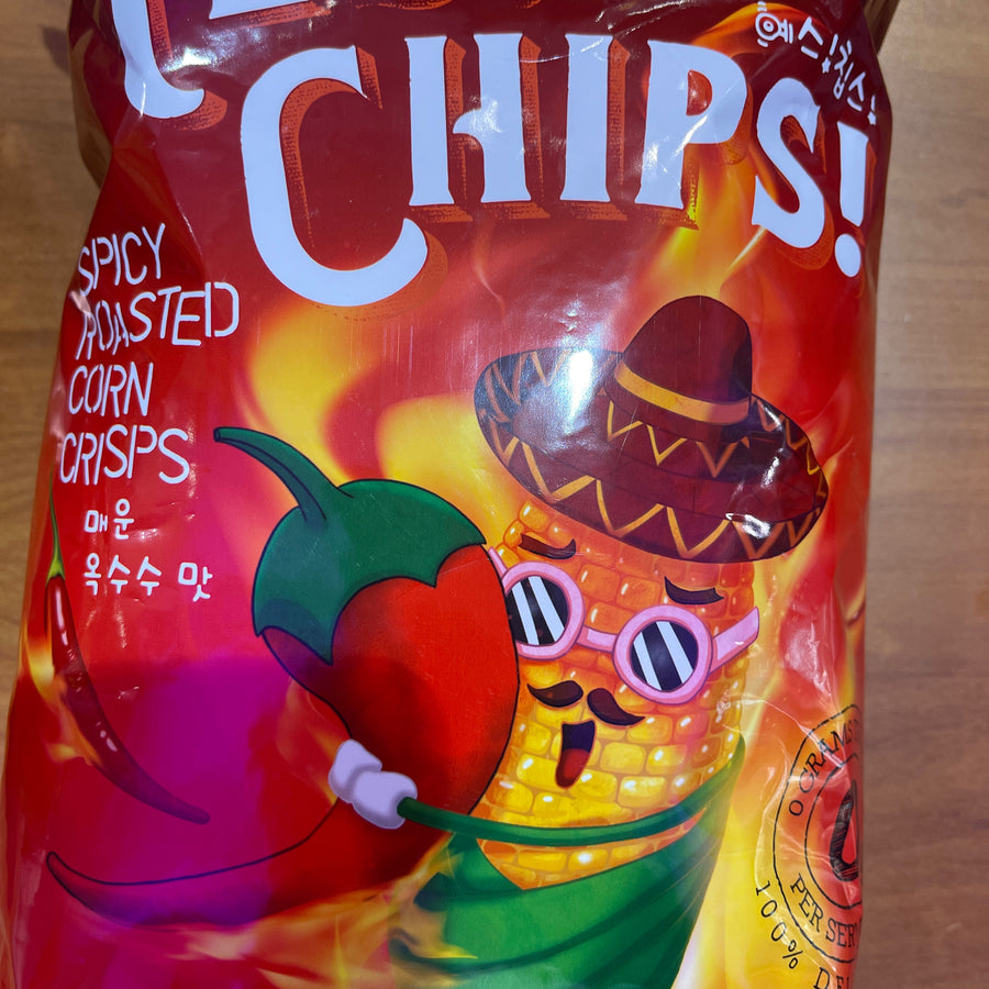 Ohsung Yes! Chips – Spicy Roasted Corn Crisps — front of pack at Exotic Snaxx Chicago