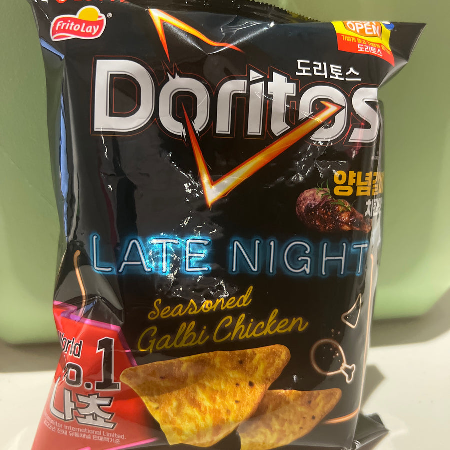 Doritos Late Night Seasoned Galbi Chicken (Korea) — front of pack at Exotic Snaxx Chicago