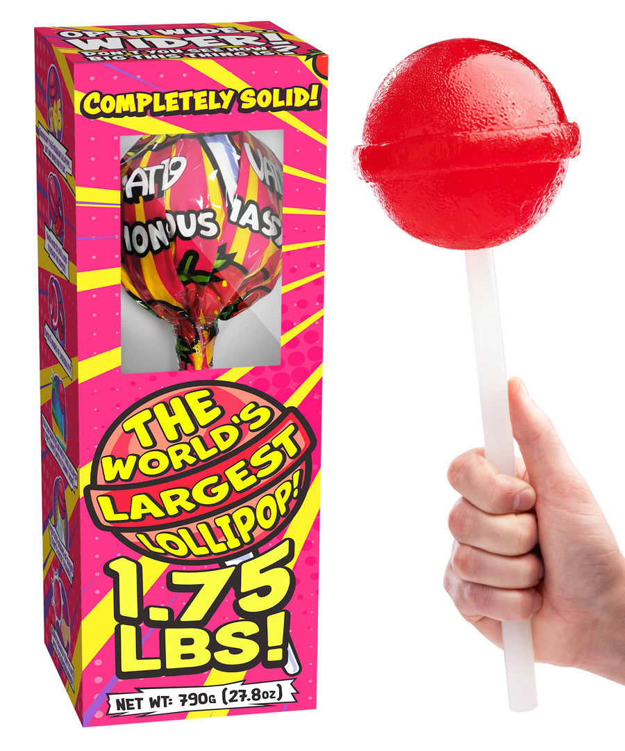 World's Largest Solid Lollipop 1.75lb — front of pack at Exotic Snaxx Chicago