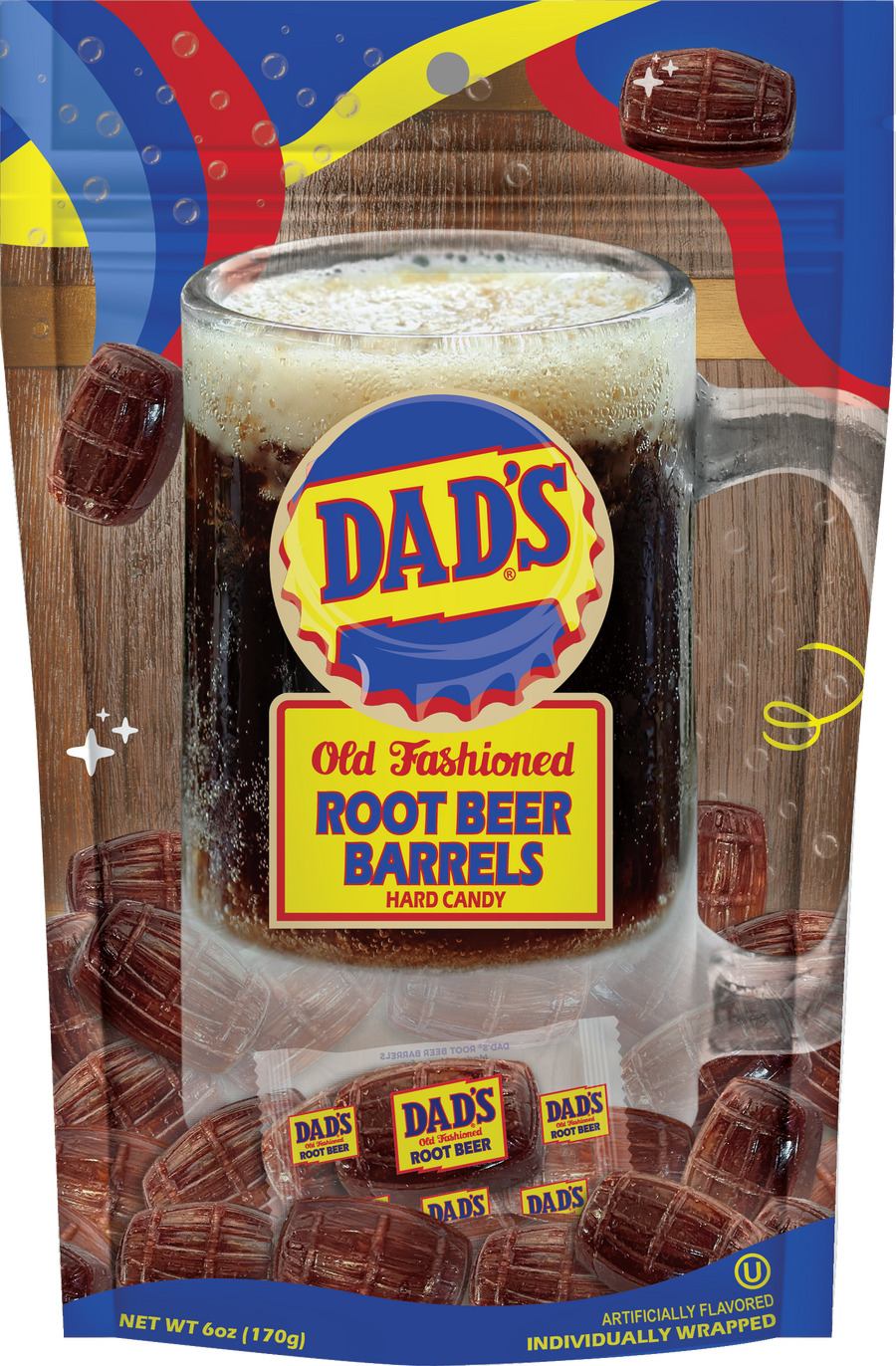 Dad's Old Fashioned Root Beer Barrels(Mexico) — front of pack at Exotic Snaxx Chicago