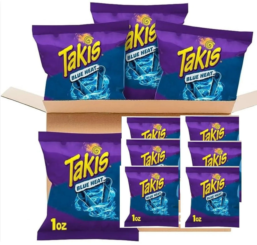 Takis Rolls Spicy Blue Heat Made in Mexico — front of pack at Exotic Snaxx Chicago