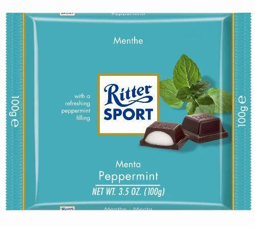 Ritter Sport Chocolate Peppermint Bar oz — front of pack at Exotic Snaxx Chicago