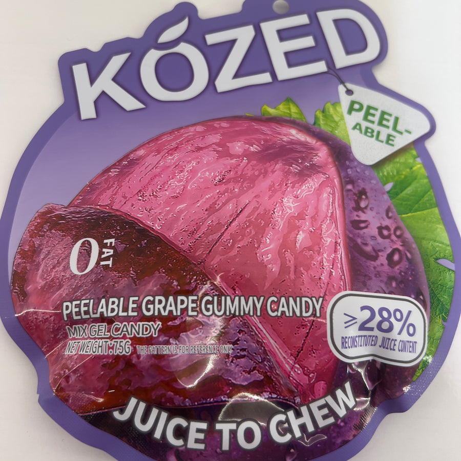 Kózed Peelable Grape Gummy Candy (75g) — front of pack at Exotic Snaxx Chicago
