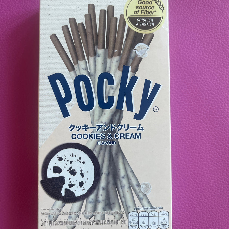 Glico Pocky – Cookies & Cream Flavor (Thailand) — front of pack at Exotic Snaxx Chicago