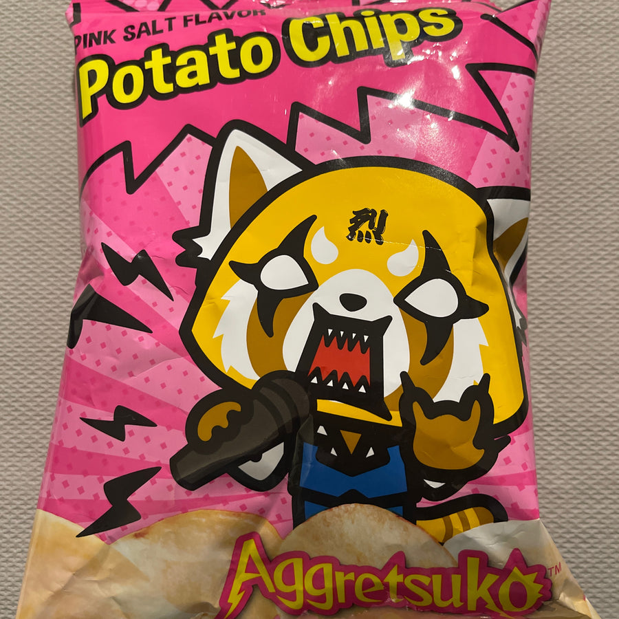 Aggretsuko Potato Chips – Pink Salt Flavor (Taiwan) — front of pack at Exotic Snaxx Chicago