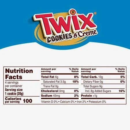 Twix Cookies & Creme Share Size 4 to Go 77.1g — front of pack at Exotic Snaxx Chicago