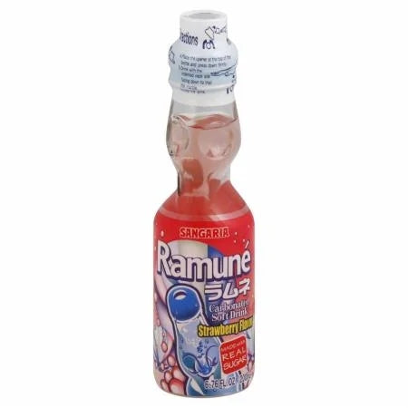 Sangaria Ramune Juice, Strawberry — front of pack at Exotic Snaxx Chicago