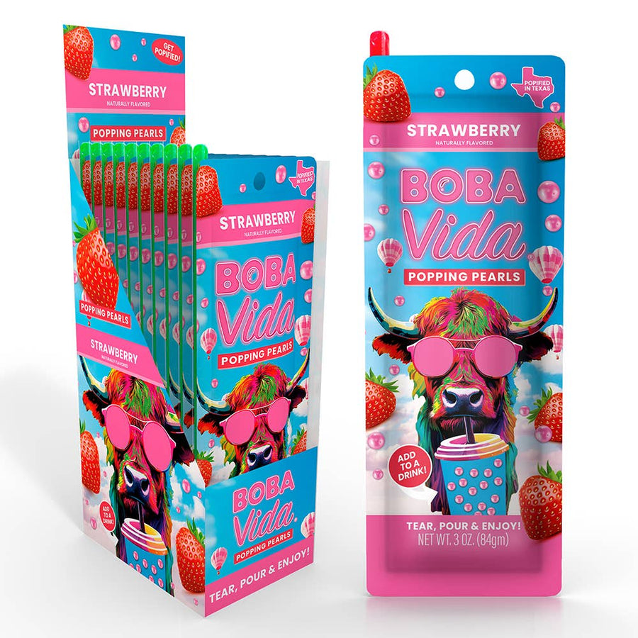 BobaVida Popping Boba -Summer Strawberry, — front of pack at Exotic Snaxx Chicago