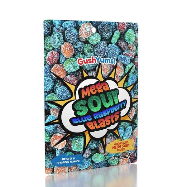 GushYums Mega Sour Blue Raspberry Blasts Gushing Gummy Candy(Canada)