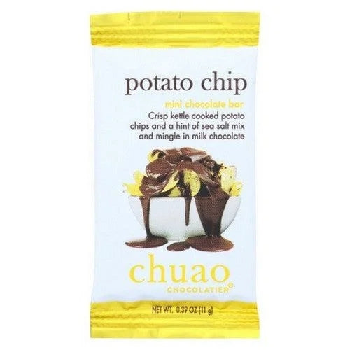 Chuao Chocolatier Milk Choc Mini Bar w/Kettle Cooked Potato Chips — front of pack at Exotic Snaxx Chicago