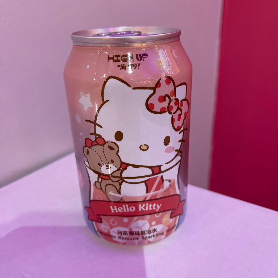 Hello Kitty Japanese Ramune Sparkling Water — front of pack at Exotic Snaxx Chicago