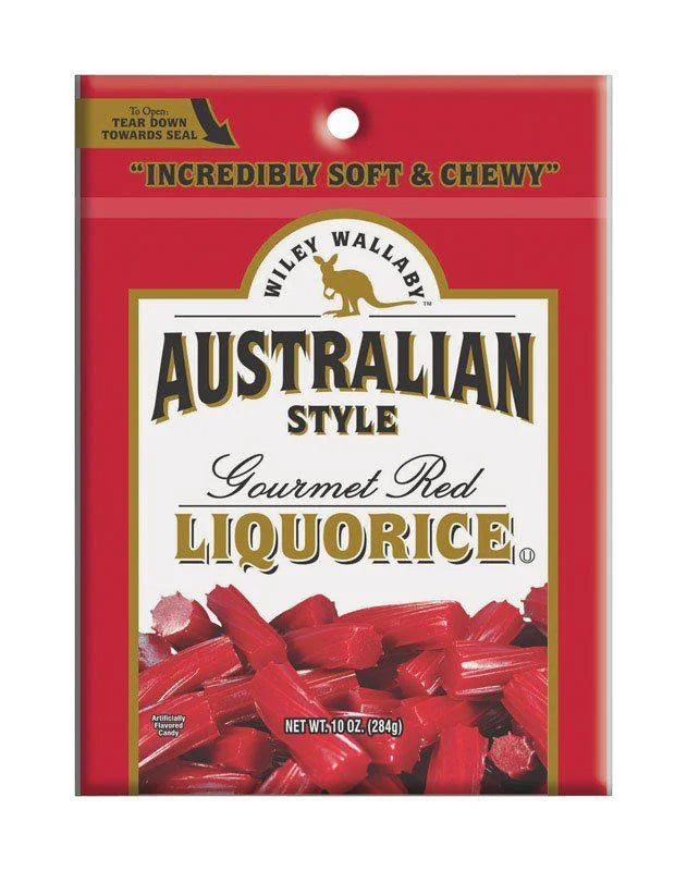 Gourmet Red Liquorice Candy Strawberry — front of pack at Exotic Snaxx Chicago