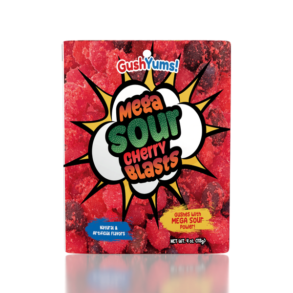 GushYums Mega Sour Cherry Blasts Gushing Gummy Candy (Canada)