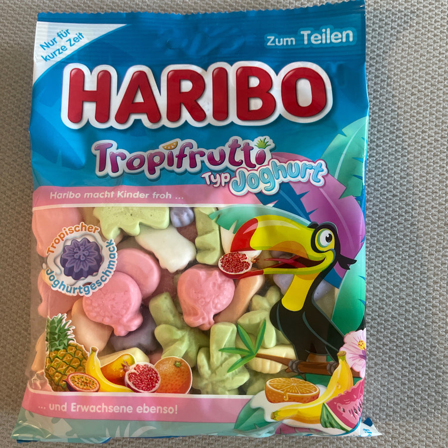 Haribo Tropifrutti Yoghurt Edition (Germany) — front of pack at Exotic Snaxx Chicago