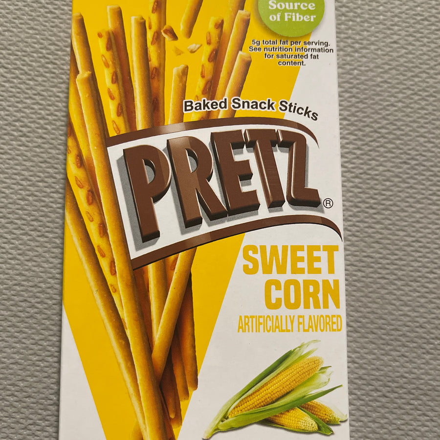 Glico Pretz Sweet Corn (Thailand) — front of pack at Exotic Snaxx Chicago