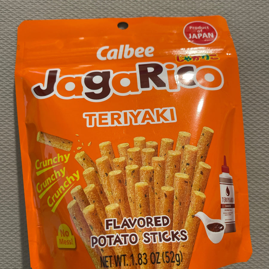 Calbee JagaRico Teriyaki (Japan) — front of pack at Exotic Snaxx Chicago